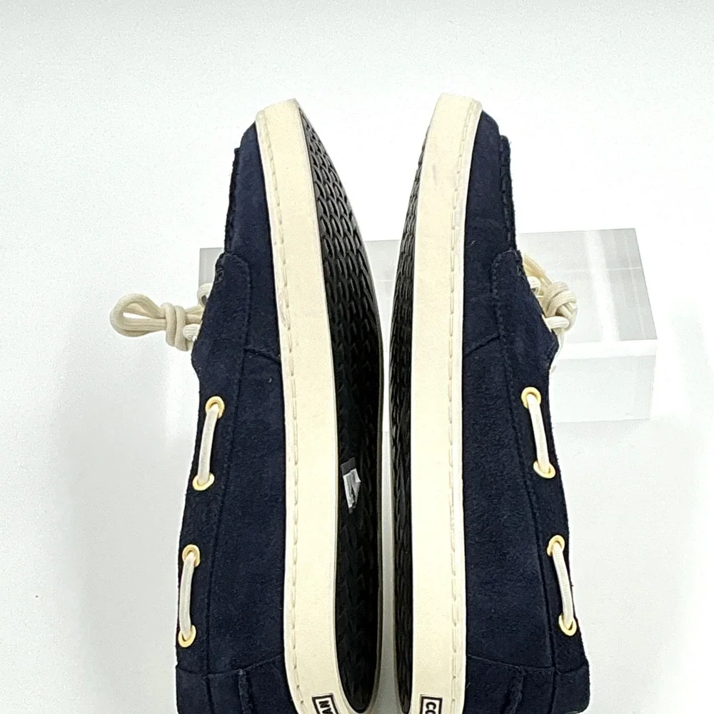 Cole Haan Size 8 Boat Shoe Navy Ivory Suede Lace Up NEW Nantucket $130